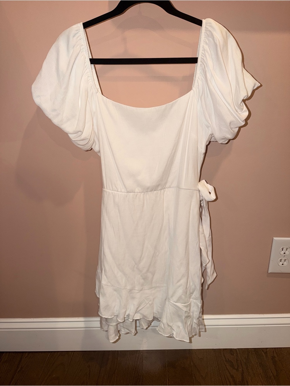 Trixxi White Puff Sleeve Wrap Mini Dress